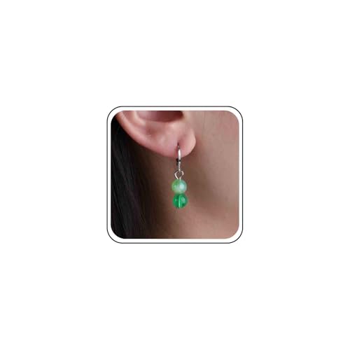 Cybche Boho Grün Jade Perlen Ohrringe Runde Kugel Perlen Baumeln Tropfen Ohrringe Achat Perlen Huggie Hoop Ohrring Schmuck Für Frauen von Cybche