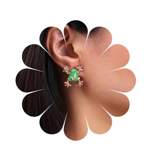 Cybche Boho Grüner Frosch Ohrstecker Grüner Emaille Frosch Ohrringe Gold Kristall Frosch Ohrringe Niedlicher Frosch Tier Ohrringe Vintage Frosch Ohrhänger Schmuck Für Frauen von Cybche