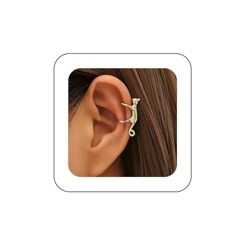 Cybche Boho Katze Ohrmanschette Ohrringe Gold Katze Ohrringe Süße Katze Manschette Wrap Ohrringe Katze Knorpel Manschette Ohrringe Klettern Katze Crawler Manschette Ohrringe Tier Kein Piercing von Cybche