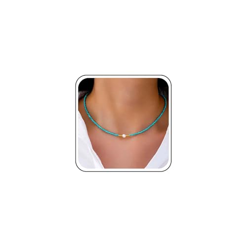 Cybche Boho Kleine Samen Perlen Halskette Choker Blau Perlen Halskette Kette Hochzeit Perlens Anhänger Halsketten Minimalistisch Reis Perlens Kragen Halsketten Schmuck Für Frauen von Cybche