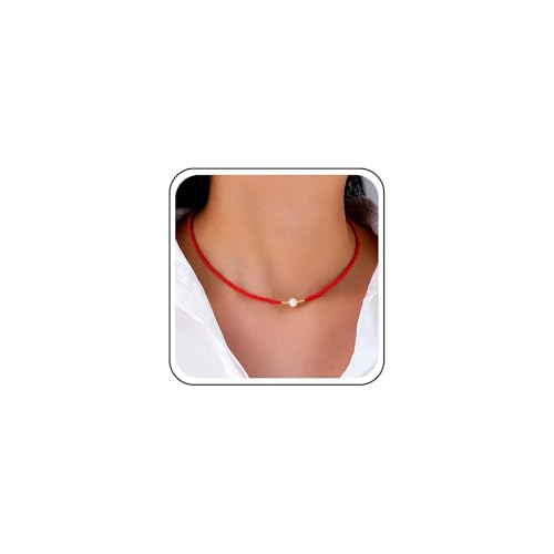 Cybche Boho Kleine Samen Perlen Halskette Choker Rot Perlen Halskette Kette Hochzeit Perlens Anhänger Halsketten Minimalistisch Reis Perlens Kragen Halsketten Schmuck Für Frauen von Cybche