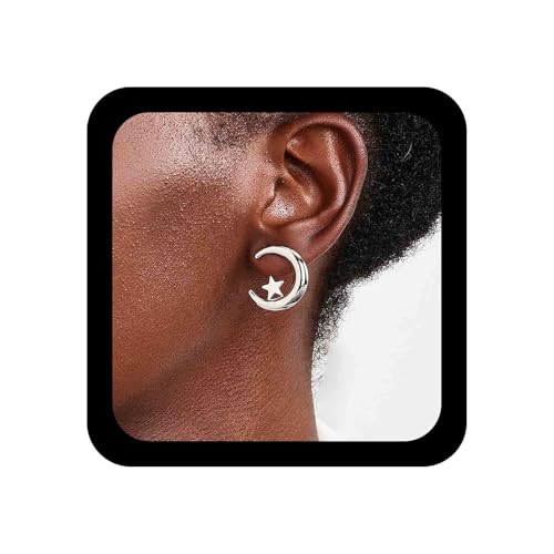 Cybche Boho Kleine Stern Mond Ohrringe Silber Mondsichel Ohrstecker Minimalistische Himmlischen Mond Ohrring Schmuck Für Frauen von Cybche