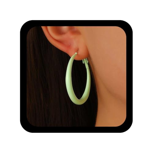 Cybche Boho Kreis Hoop Ohrringe Grün Emaille Kreis Ohrringe Große Huggie Hoop Ohrring Minimalistischen Huggie Ohrring Übertrieben Geometrischen Schmuck Für Frauen von Cybche