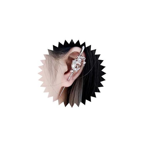 Cybche Boho Mond Ohr Crawler Haken Ohrringe Silber Mondstein Mond Ohrringe Mond Ohrhaken Ohrringe Mond Climber Manschette Ohrringe Mond Ohr Wrap Crawler Ohrringe Mond Edgy Ohr Pin Ohrringe Schmuck von Cybche