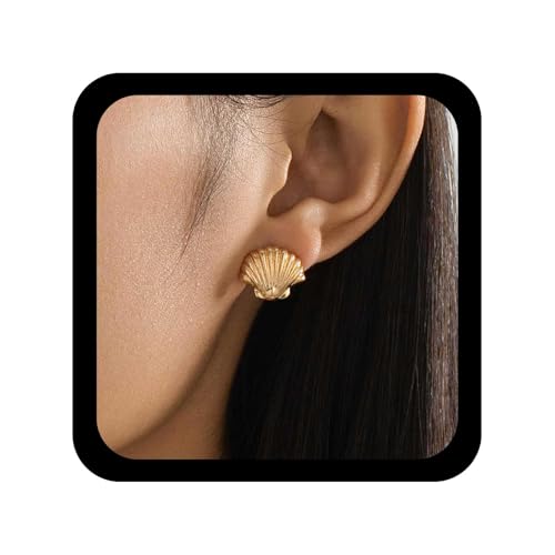 Cybche Boho Muschel Ohrstecker Gold Muschel Ohrringe Muscheln Ohrring Minimalistisch Muscheln Ohrstecker Ohrring Schmuck Für Frauen von Cybche