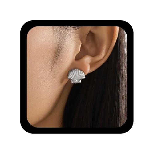 Cybche Boho Muschel Ohrstecker Silber Muschel Ohrringe Muscheln Ohrring Minimalistisch Muscheln Ohrstecker Ohrring Schmuck Für Frauen von Cybche