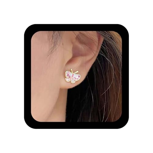 Cybche Boho Niedlich Kristall Cz Schmetterling Ohrringe Rosa Emaille Schmetterling Ohrstecker Funkelnde Kleine Kubischer Zirkon Ohrring Hochzeit Strass Insekt Ohrring Schmuck Für Frauen von Cybche