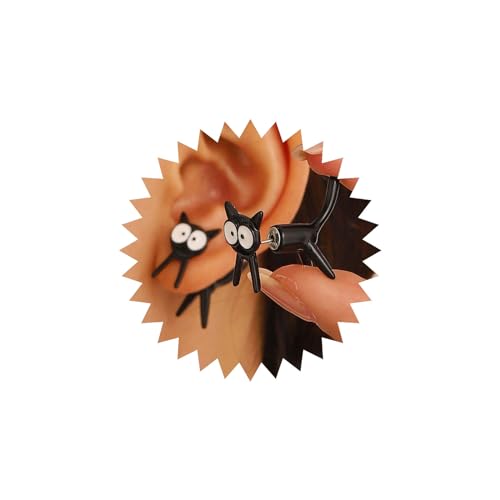 Cybche Boho Niedlich Schwarze Katze Ohrringe Katze Ohr Jacke Ohrringe Cartoon Katze Ohrstecker Ohrringe Schwarz Acryl Katze Vorne Zurück Ohrringe Tier Jacke Ohrringe Schmuck Für Frauen von Cybche