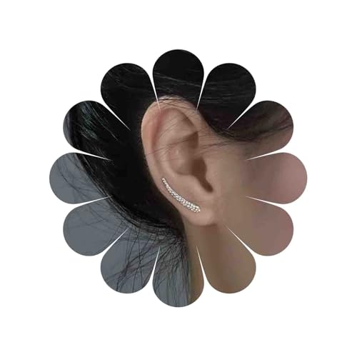 Cybche Boho Ohrclimber Crawler Ohrringe Gebogene Bar Crawler Ohrringe Silber Bar Climber Wrap Ohrringes Lange Bar Ohrstecker Schmuck Für Frauen von Cybche