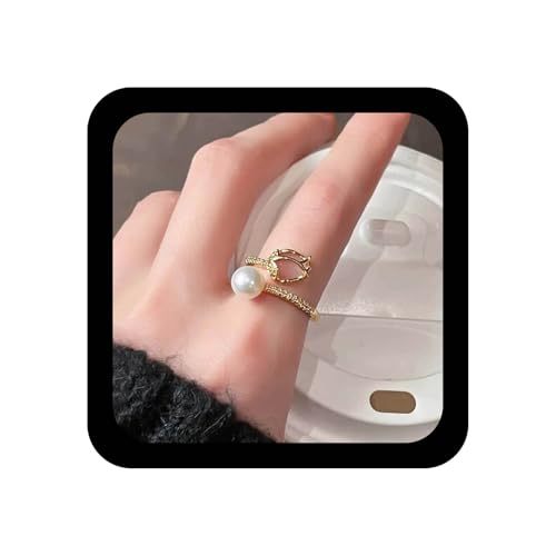 Cybche Boho Perle Blume Offen Ring Geburtsstein Tulpe Floral Band Ring Einstellbar Diamant Cz Strass Blume Knöchel Fingerringe Hochzeit Brautschmuck Für Frauen von Cybche