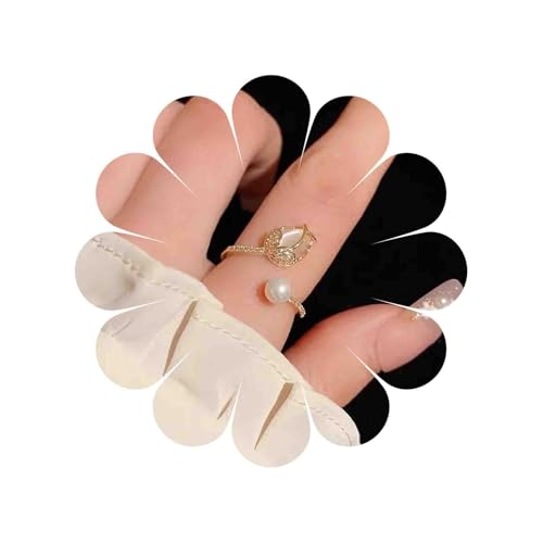 Cybche Boho Perle Blume Offen Ring Geburtsstein Tulpe Floral Band Ring Einstellbar Diamant Cz Strass Blume Knöchel Fingerringe Hochzeit Brautschmuck Für Frauen von Cybche