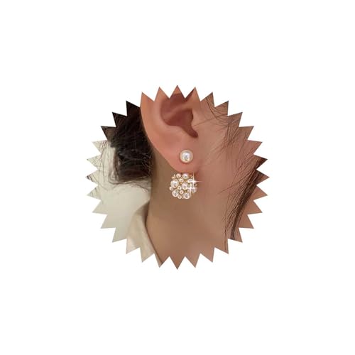 Cybche Boho Perlenohr Jacke Ohrringe Gold Cluster Pearl Ohrringe Hochzeit Perlen Stollen Ohrring Perlen Kristallohrring Schmuck für Frauen von Cybche