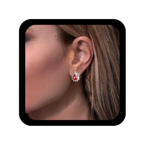 Cybche Boho Rubin Rote Tränen Ohrringe Kleine Rubin Ohrstecker Rote Kristall Ohrring Cz Wassertropfen Ohrring Erstellt Edelstein Ohrstecker Schmuck Für Frauen von Cybche