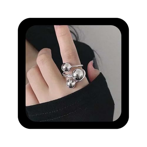 Cybche Boho Runde Kugeln Ring Silber Kugel Fingerring Kugel Geschichtet Ring Kugel Offener Ring Kugel Aussage Ring Einstellbar Offener Ring Schmuck Für Frauen von Cybche