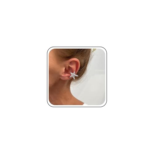 Cybche Boho Seestern Ohr Manschette Wrap Ohrringe Sommer Ozean Seestern Ohrring Silber Stern Ohrclip Ohrringe Kein Piercing Knorpel Clip Schmuck Für Frauen von Cybche