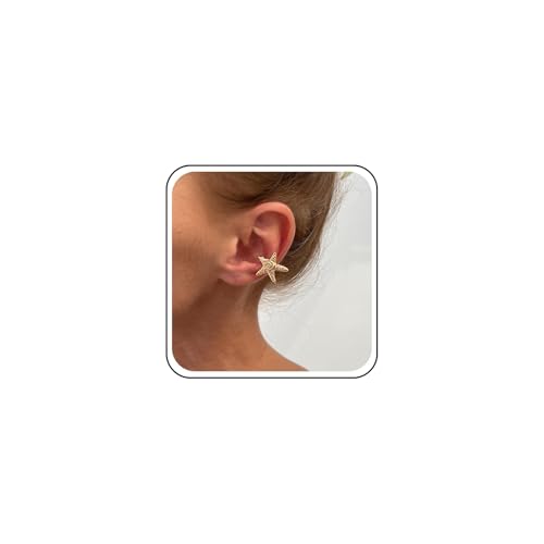 Cybche Boho Seestern Ohr Manschette Wrap Ohrringe Sommer Ozean Seestern Ohrringe Gold Stern Ohrclip Ohrring Kein Piercing Knorpel Clip Schmuck Für Frauen von Cybche