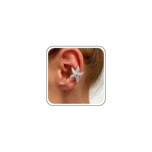 Cybche Boho Seestern Ohr Manschette Wrap Ohrringe Sommer Ozean Seestern Ohrringe Silber Seestern Ohrclip Ohrring Kein Piercing Knorpel Clip Schmuck Für Frauen von Cybche