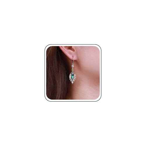 Cybche Boho Smaragd Blatt Ohrringe Gold Kristall Blatt Tropfen Ohrringe Grün Cz Blatt Reif Ohrringe Strass Hohl Blatt Baumeln Ohrringe Schmuck Für Frauen von Cybche
