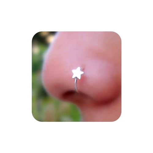Cybche Boho Star Nasenringe Hoop Nase Manschette Piercing Hoop Silber Clip Auf Septum Hoop Winziger Stern Nasenring Stud Helix Knorpel Nase Piercing Schmuck Für Frauen von Cybche