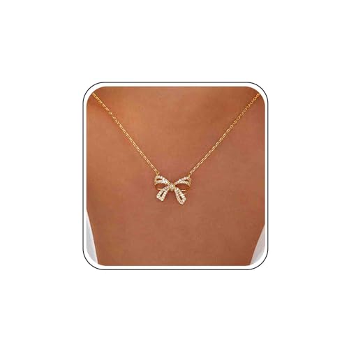 Cybche Boho Strass Bogen Halskette Choker Kristall Bogen Anhänger Halskette Hochzeit Gold Hohl Cz Bowknot Choker Funkelnde Kubischer Zirkonia Kette Halsketten Schmuck Für Frauen von Cybche