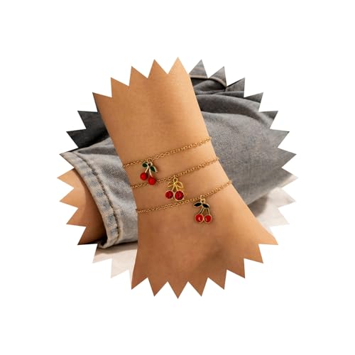 Cybche Boho Strass Kirsche Fußkettchen Armband Set Gold Geschichtet Kirsche Baumeln Fußkettchen Sommer Strand Kristall Cz Obst Fuß Kette Schmuck Für Frauen Cybche Boho Strass Kirsche Fußkettchen Armband Set Gold Geschichtet Kirsche Baumeln Fußkettchen Sommer Strand Kristall Cz Obst Fuß Kette Schmuck Für Frauen von Cybche