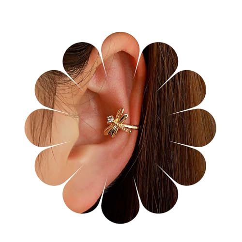 Cybche Boho Strass Libelle Ohrmanschette Ohrringe Gold Libelle Wrap Ohrringe Kristall Libelle Manschette Clip Auf Ohrringe Kein Piercing Clip Ohrringe Winzigen Knorpel Ohrringe Schmuck Für Frauen von Cybche