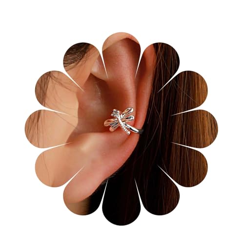 Cybche Boho Strass Libelle Ohrmanschette Ohrringe Silber Libelle Wrap Ohrringe Kristall Libelle Manschette Clip Auf Ohrringe Kein Piercing Clip Ohrringe Winzigen Knorpel Ohrringe Schmuck Für Frauen von Cybche