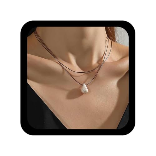 Cybche Boho Türkis Teardrop Anhänger Halskette Weiß Türkis Halskette Braun Leder Choker Halsketten Howlite Kristall Halsketten Edelstein Wassertropfen Choker Schmuck Für Frauen von Cybche