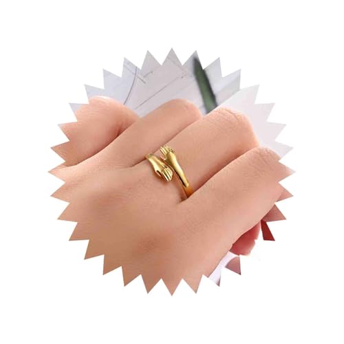 Cybche Boho Umarmung Hand Ring Gold Umarmung Hand Offen Ring Verstellbar Finger Ring Romantisch Umarmung Hand Umarmung Ring Minimalistisch Umarmung Ring Schmuck Für Frauen von Cybche