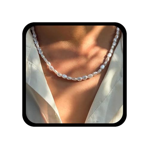 Cybche Boho Unregelmäßige Perlenkette Halskette Silber Barock Perlenkette Hochzeit Perlenkette Perlenkette Unregelmäßige Kleine Perlenkette Schmuck Für Frauen von Cybche