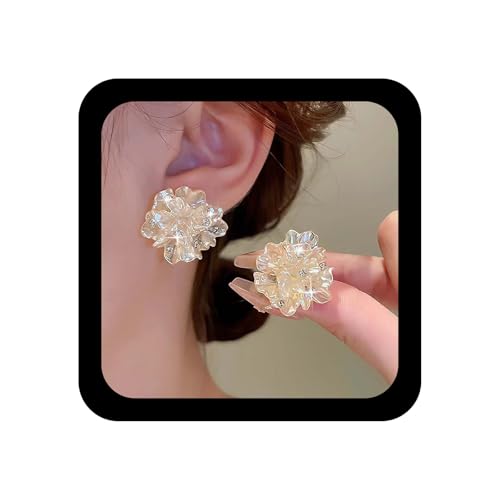 Cybche Boho Weiß Acryl Kristall Blume Ohrringe Vintage Cluster Kleine Strass Ohrringe Große Harz Floral Blütenblatt Ohrring Hochzeit Cz Blume Ohrstecker Schmuck Für Frauen von Cybche