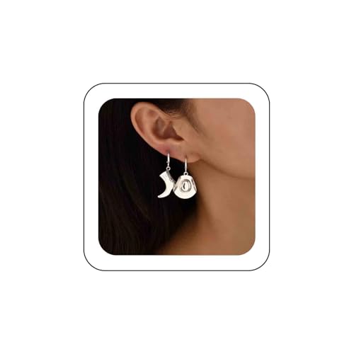 Cybche Boho Western Cowboy Ohrringe Western Cowgirl Hut Ohrringe Silber Hut Boot Huggie Hoop Ohrringe Boot Hut Asymmetrisch Baumeln Ohrringe Cowboy Cowgirl Statement Ohrringe Schmuck Für Frauen von Cybche