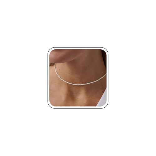 Cybche Boho Winzigen Samen Perlen Halskette Choker Weiß Perlen Halskette Kette Hochzeit Minimalistischen Reis Perlens Kragen Halsketten Schmuck Für Frauen von Cybche