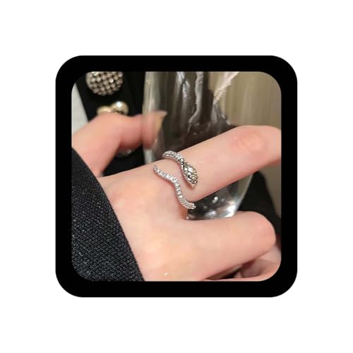 Cybche Cz Schlange Verstellbarer Ring Kristall Schlange Offener Wickelring Silber Schlange Knöchel Fingerringe Verstellbar Tier Schlange Ringe Schmuck Für Frauen von Cybche