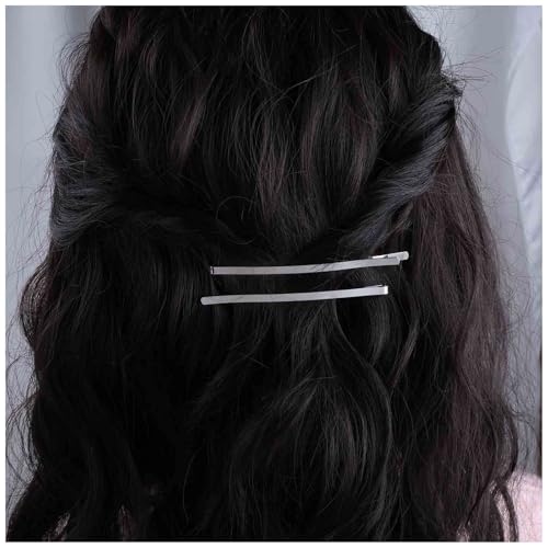 Cybche Einfache Haarspange Metall Haarspange Barrette Silberne Bobby Pins Metall Haarspangen Haarnadel Kleine Rechteckige Seite Clip Barrette Dekorative Haarzubehör Für Frauen von Cybche