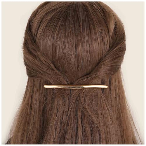 Cybche Einfache Haarspangen Gold Metall Haarspangen Gebogenen Clip Barrette Lange Bar Haarspangen Barrette Dekorative Metall Haarschmuck Schmuck Für Frauen Kopfschmuck(gold1) von Cybche