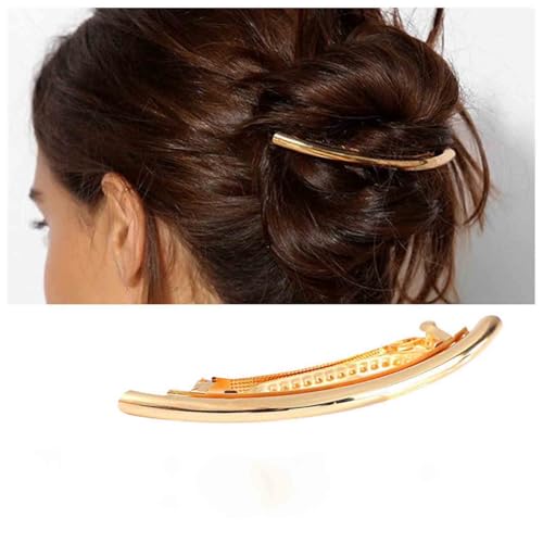 Cybche Einfache Haarspangen Gold Metall Haarspangen Gebogenen Clip Barrette Lange Bar Haarspangen Barrette Dekorative Metall Haarschmuck Schmuck Für Frauen Kopfschmuck(gold2) von Cybche