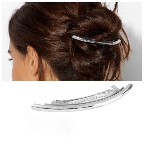 Cybche Einfache Haarspangen Silberne Metall Haarspangen Gebogenen Clip Barrette Lange Bar Haarspangen Barrette Dekorative Metall Haarschmuck Schmuck Für Frauen Kopfschmuck(silver2) von Cybche