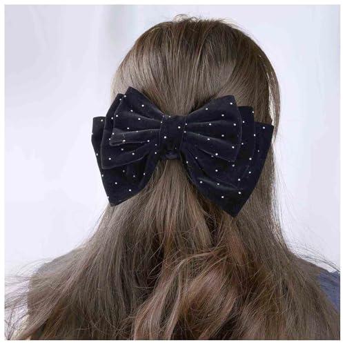 Cybche Französische Große Schleife Haarspangen Schwarzer Samtbogen Haarspange Satinschleife Knoten Haarspangen Große Samtschleife Dekorative Haarschmuck Schmuck Für Frauen Kopfschmuck(schwarz1) von Cybche