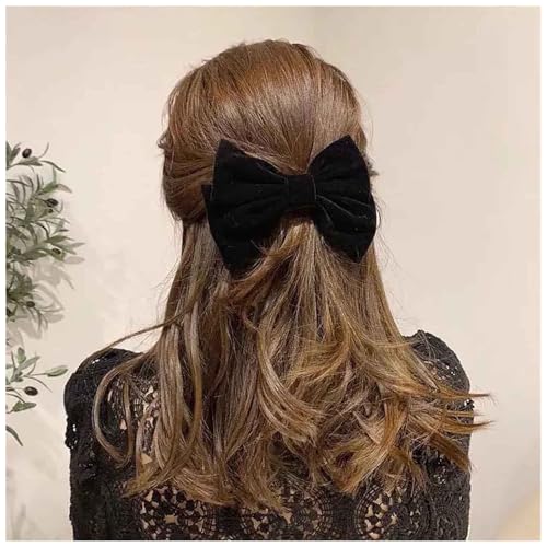 Cybche Französische Große Schleife Haarspangen Schwarzer Samtbogen Haarspange Satinschleife Knoten Haarspangen Große Samtschleife Dekorative Haarschmuck Schmuck Für Frauen Kopfschmuck(schwarz2) von Cybche