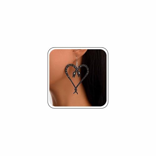 Cybche Gothic Große Schwarze Acryl Schlange Ohrringe Harz Doppelte Schlange Herz Baumeln Haken Ohrringe Große Hohle Liebe Herz Ohrring Punk Lange Schlange Tier Tropfen Ohrring Aussage Schmuck Für von Cybche