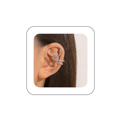 Cybche Gothic Schlange Ohrmanschette Ohrringe Silber Schlange Ohrringe Schlange Manschette Wrap Ohrringe Schlange Knorpel Manschette Ohrringe Halloween Schlange Ohrringe Schlange Crawler Manschette von Cybche
