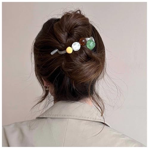 Cybche Große Edelstein Haarspangen Weiß Acryl Haarspange Clip Harz Banane Haarspange Harz Haarspange Haarnadel Französisch Stil Twist Haarspange Dekorative Haarschmuck Schmuck Für Frauen (weiß1) von Cybche