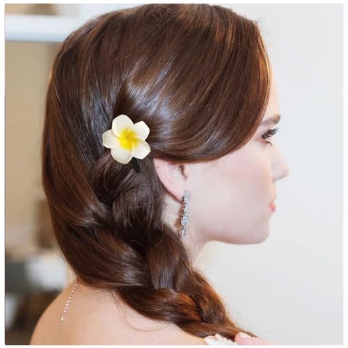 Cybche Hawaiianische Haarspange Blumen Haarspange Barrette Weiß Blumen Haarspange Blumenseite Clip Barrette Blumennadeln Clips Dekoratives Haarzubehör Für Frauen von Cybche