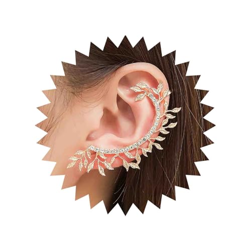 Cybche Kristall Blatt Ohr Climber Manschette Ohrringe Strass Blatt Manschette Wrap Ohrringe Gold Cz Blatt Ohrstecker Ohrringe Funkelnde Kristall Knorpel Crawler Ohrringe Cz Zweig Knorpel Manschette von Cybche