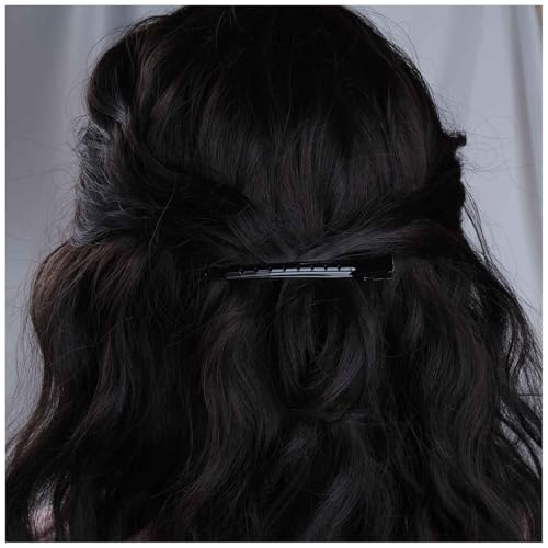 Cybche Metall-Haarspangen Entenschnabel Haarspangen Schwarzer Haarstift Clip Metall Alligator Lockenclips Lange Seite Clip Barrette Dekorative Haar-Accessoires Für Frauen von Cybche