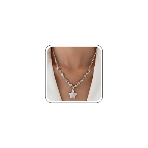 Cybche Multi Star Halskette Stern Anhänger Halskette Silber Stern Choker Halskette Kleine Stern Kette Halskette Glück Stern Kragen Halskette Schmuck Für Frauen von Cybche