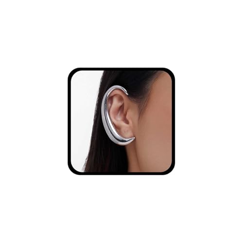 Cybche Punk Mond Ohrmanschette Ohrringe Mond Ohr Klettermanschette Ohrringe Silber Himmelsmond Ohrringe Mondsichel Ohr Wrap Ohrringe Nicht Piercing Kletterer Crawler Ohrringe（silver Rechts) von Cybche