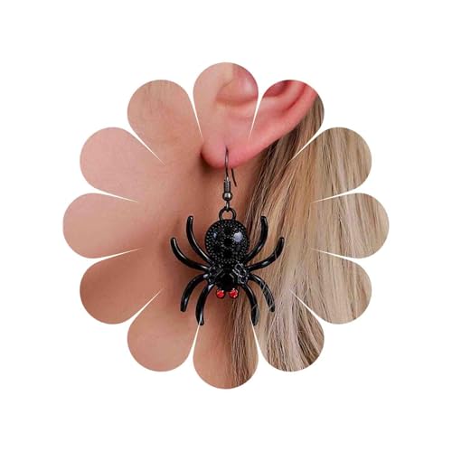 Cybche Punk Schwarze Spinne Ohrringe Onyx Spinne Baumeln Haken Ohrringe Gothic Horror Spinne Ohrringe Übertrieben Rote Spinne Ohrringe Halloween Spinne Statement Ohrringe Schmuck Für Frauen von Cybche