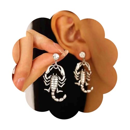Cybche Punk Skorpion Ohrringe Kristall Skorpion Ohrringe Silber Skorpion Ohrringe Halloween Skorpion Ohrringe Funkelnde Cz Ohrstecker Ohrringe Schmuck Für Frauen von Cybche